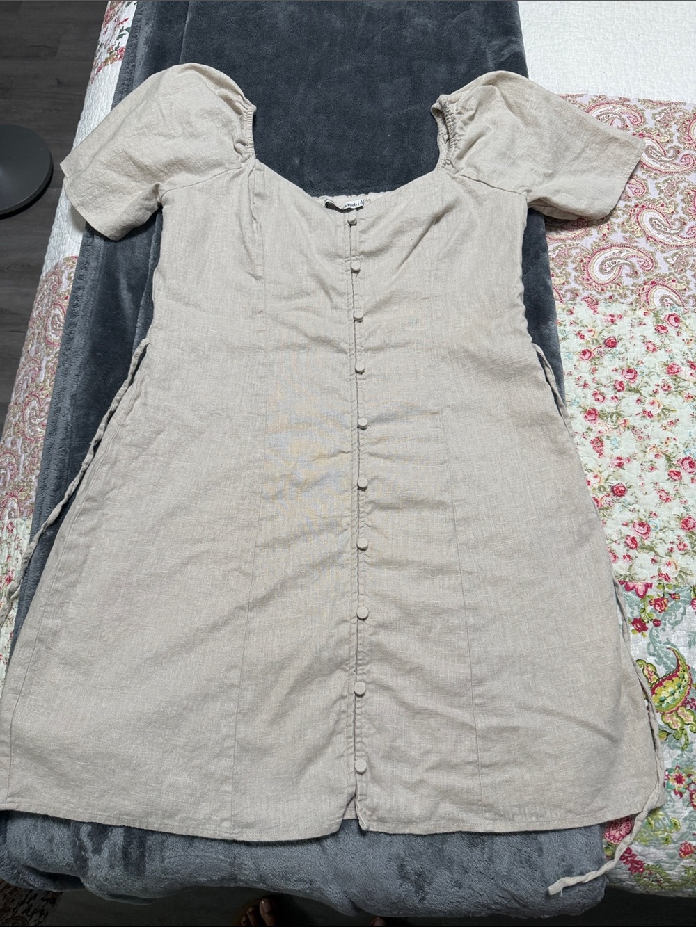 Abercrombie & Fitch Beige Button-Front Mini Dress